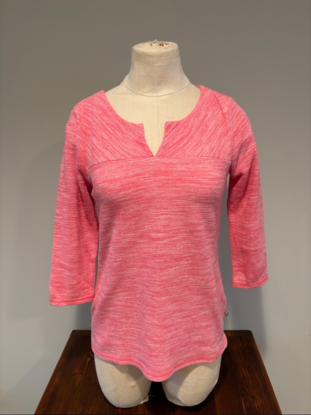 TALBOTS TEXTURED SPLIT-NECK TOP - SPACE-DYED Size XS PETITE